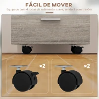 Vinsetto Bloco de Gavetas com 3 Gavetas Bloco de Gavetas de Escritório com Rodas Fechadura 2 Chaves Arquivado 40x40x61,5 cm Cinzento(m-7)