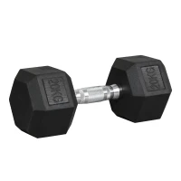 HOMCOM Haltere Hexagonal 20 kg de Ferro Fundido Pesos de Metal Revestidos de Borracha para Treino em Casa Ginásio 35,6x16,6x16,6 cm Preto(m-10)