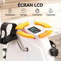 SPORTNOW Vélo d'entraînement pour mains, bras, genoux et jambes réglable en hauteur écran LCD 60 x 40 x 86-91 cm blanc(m-6)