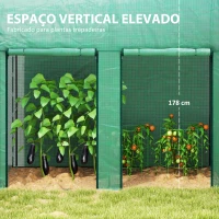 Outsunny Estufa Pequena Estufa de Exterior com Porta Dupla com Fecho de Correr e Cobertura de PE 200x100x178 cm Verde(m-4)