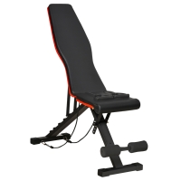 HOMCOM Banco de Musculação Dobrável com Extensão de Perna e Banda de Resistência 130x34x48-109 cm Preto