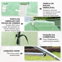 Outsunny Estufa Tipo Túnel 6x3x2 m com Paredes Laterais Enroláveis 8 Janelas de Malha e Porta Enrolável com Fecho de Correr Verde(m-6)