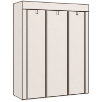 HOMCOM Armoire penderie multi-rangement - 8 étagères, 2 barres - non tissé crème