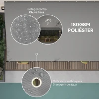 Outsunny Pérgola de Parede 3x6 m com Telhado Inclinado Orifícios de Drenagem e Estrutura Metálica Cinzento Escuro(m-4)