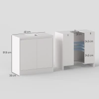 HOMCOM Móvel para Lavatório Pousar com 2 Portas e Prateleira Ajustável para Lavatórios com ou sem Pedestal 60x30x59,8 cm Branco(m-3)