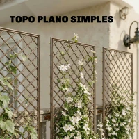 Outsunny Conjunto de 3 Treliças de Jardim em Vime Suportes para Plantas Trepadeiras com Topo Plano 43x112 cm Marrom(m-5)