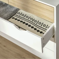 HOMCOM Cómoda com 5 Gavetas Cómoda de Quarto com Pés de Madeira Estilo Nórdico 99x39x101 cm Branco e Carvalho(m-7)