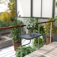 Outsunny Mesa Suspensa para Varanda Dobrável de Alumínio com Altura Ajustável em 4 Níveis Capacidade 25 kg 60x40x55-64 cm Preto(m-2)