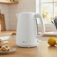 HOMCOM Jarro Elétrico 1,7 L 2200 W com Filtro Anticalcário Removível Desligamento Automático Base Giratória 360° Creme(m-2)