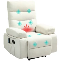 HOMCOM Fauteuil de massage fauteuil relax électrique avec fonction inclinable vibration chauffage, télécommande inclus, crème(m-11)