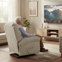 HOMCOM Fauteuil releveur électrique, fauteuil relax électrique avec fonction massage et chauffage, 87 x 87,5 x 108 cm, beige(m-8)