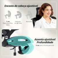 HOMCOM Cadeira de Escritório com Encosto Reclinável e Alto Suporte Lombar Transpirável Apoios de Braço 4D e Encosto de Cabeça Ajustável 67x74x113-132 cm Preto(m-6)