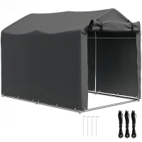Outsunny Abrigo de Exterior para Ferramentas e Bicicletas 2,2x1,57x1,65 m com Porta Desmontável com Fecho de Correr Cinzento Escuro(m-10)