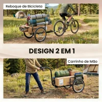 SPORTNOW Reboque para Bicicleta de Carga 40 kg Carrinho de Mão de Aço com Bandeira Vermelha Rodas de 16 Polegadas 145x60x42 cm Preto(m-4)