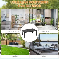 Outsunny Mesa de Centro de Jardim Retangular com Estrutura em Aço Galvanizado para Pátio, Terraço 101,5x61x46 cm Preto(m-5)