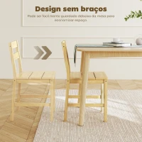 HOMCOM Conjunto de 2 Cadeiras de Sala de Jantar em Bambu com Assento Ripado Encosto Curvado Sem Braços Madeira(m-6)