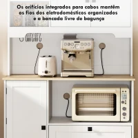 HOMCOM Armário de Cozinha com 3 Portas 2 Gavetas 3 Prateleiras na Porta 8 Ganchos Bancada Ampla  100x40x162 cm Branco(m-6)