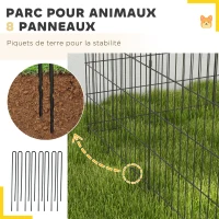 PawHut Parc enclos modulable pour chiens lapins rongeurs clôture pour petits animaux intérieur et extérieur  61 x 91 cm noir(m-6)