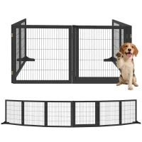 PawHut Barrière de sécurité pour chien barrière pliable à 6 panneaux avec pieds amovibles 432 x 36 x 70 cm noir(m-11)