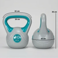 SPORTNOW Kettlebell 10kg Peso Russo com Revestimento de PU e Enchimento de Areia para Treinamento 22x16x26cm Azul e Cinza(m-3)