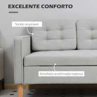 HOMCOM Sofá de 2 Lugares com Espaço de Armazenamento Pés de Madeira Encosto Capitonê 117x62x78 cm Cinzento Claro(m-4)