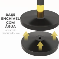 HOMCOM Postes Separadores de Aço Inoxidável de 2 Peças, 96 cm de Altura, Base Recheável, Corda de Veludo Preto(m-6)