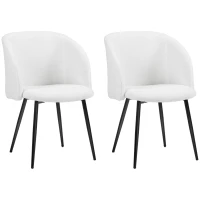 HOMCOM Lot de 2 chaises de salle à manger avec dossier en tissu effet laine boucleé pieds en acier 55 x 62 x 80 cm blanc noir(m-11)