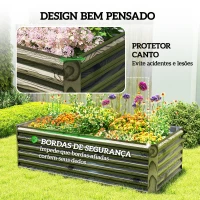 Outsunny Floreira Exterior Grande Retangular de Aço Galvanizado para Terraço com Base Aberta 180x90x57,5 cm Madeira(m-7)