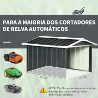Outsunny Garagem para Corta-Relvas Robótico em Aço Galvanizado com Telhado de Duas Águas para Jardim Exterior 87x103x66 cm Cinzento Escuro(m-6)