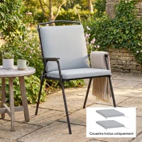 Outsunny Lot de 2 coussins de chaise de jardin, galettes de chaise 50 x 50 cm, mousse haute densité, antidérapants 50x50 cm gris(m-10)