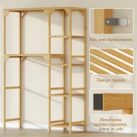 HOMCOM Estante para Máquina de Lavar em Bambu Móvel para Máquina de Lavar ou Sanita com Prateleiras Reversíveis e Ajustáveis 100x40x157 cm Madeira(m-7)