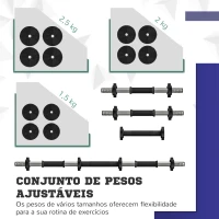 SPORTNOW Conjunto de Halteres 25 kg 2 em 1 com Barra e Pega Antiderrapante para Treino de Força em Casa Ginásio Escritório Preto e Verde(m-5)