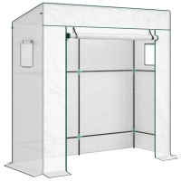 Outsunny Estufa de Exterior com Janelas de Rede e Porta com Fecho de Correr para Cultivar Plantas e Flores 196x77x197 cm Branco