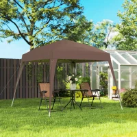 Outsunny Tenda Dobrável 3x3 m Tenda Pop-up de Jardim Altura Ajustável com Saco de Transporte Anti-UV Impermeável Castanho(m-2)