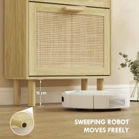 HOMCOM Meuble à chaussures 2 portes abattants étagère effet rotin tissé design bohème - dim. 80L x 24,5l x 110H cm(m-8)
