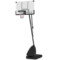 SPORTNOW Tabela de Basquetebol para Exterior Altura Ajustável em 16 Níveis 150-305 cm com Rodas e Base Recarregável  Preto(m-11)