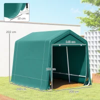 Outsunny Abrigo de Exterior para Ferramentas Bicicleta 2,4x2x2,02 m Abrigo de Armazenamento com 2 Portas  Anti-UV para Jardim Verde(m-3)