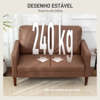 HOMCOM Sofá de 2 Lugares Estofado em Microfibra Sofá Moderno com Pés de Madeira Apoio de Braços 130x78x85 cm Castanho(m-5)