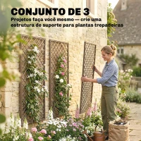 Outsunny Conjunto de 3 Treliças de Jardim em Vime Suportes para Plantas Trepadeiras com Topo Plano 43x112 cm Marrom(m-4)