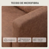 HOMCOM Sofá de 2 Lugares Estofado em Microfibra Sofá Moderno com Pés de Madeira Apoio de Braços 130x78x85 cm Castanho(m-7)