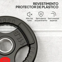 SPORTNOW Discos de Pesos com Orifício de Ø50 mm 2 Discos de 5 kg com Triplo Aperto para Halteres e Barras Ø24x4,5 cm Preto(m-6)