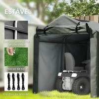 Outsunny Abrigo de Exterior para Ferramentas e Bicicletas 2,2x1,57x1,65 m com Porta Desmontável com Fecho de Correr Cinzento Escuro(m-5)