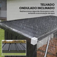 Outsunny Abrigo para Lenha de Aço Galvanizado com Base Elevada e Teto Inclinado 213x66,5x150 cm Cinzento Escuro(m-6)