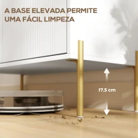 HOMCOM Aparador Moderno com 3 Gavetas Prateleiras Ajustáveis Bancada com Efeito Mármore Pés em Aço 120x39,1x76 cm Branco(m-7)
