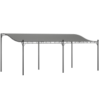 Outsunny Pérgola de Parede 3x6 m com Telhado Inclinado Orifícios de Drenagem e Estrutura Metálica Cinzento Escuro