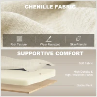 HOMCOM 3-in-1 Verstelbare Slaapbank, Tweezitter met Bekerhouders, Verstelbare Rugleuning en Zijvakken, Beige(m-7)