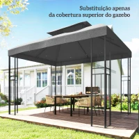 Outsunny Toldo de Substituição 4x3 m com Teto Duplo e Orifícios de Drenagem Proteção UV Apenas Toldo NÃO Inclui Estrutura Cinzento(m-8)