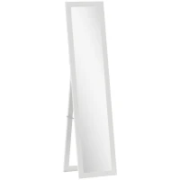 HOMCOM Espelho de Pé 37x155 cm Espelho de Corpo Inteiro Espelho de Parede Retangular com Estrutura de Madeira Branco com Veios(m-1)