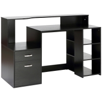 HOMCOM Bureau Noir Multi-rangements 137x55x92cm