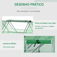 Outsunny Estufa Pequena para Cultivo com 4 Janelas Enroláveis, Estrutura de Aço e Cobertura PE Anti-UV 180x140x80 cm Verde(m-6)